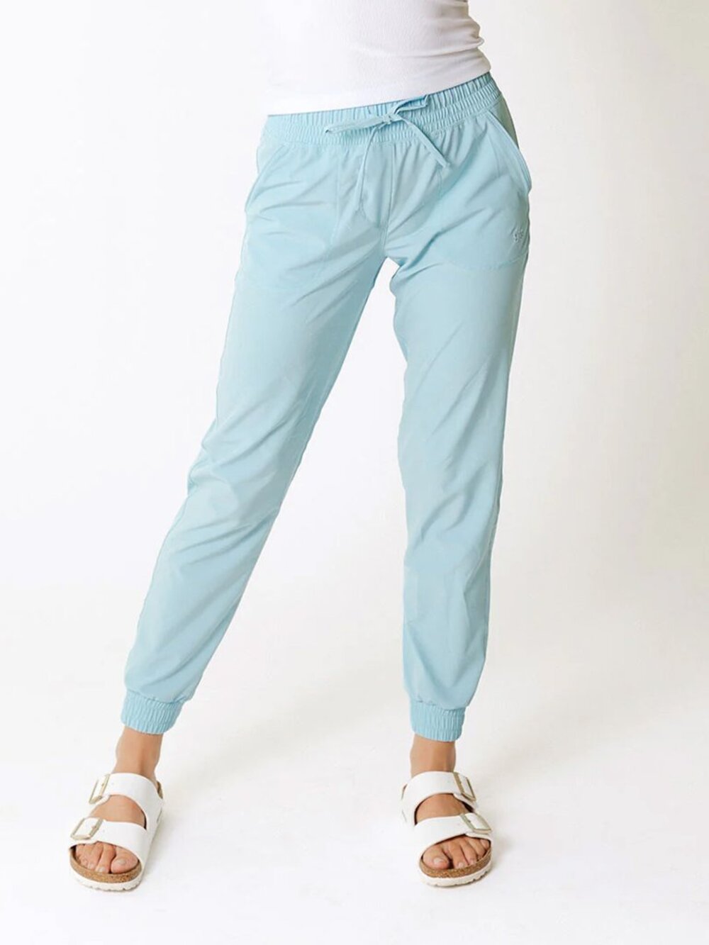 Albion Fit Destination Joggers Aqua Blue NWT Medium Tall